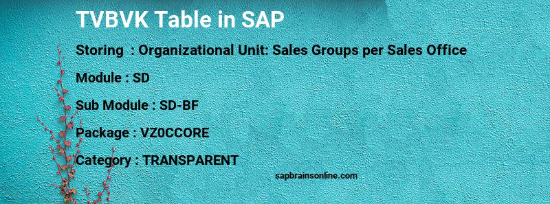 SAP TVBVK table