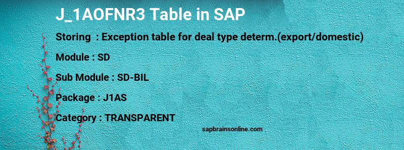 SAP J_1AOFNR3 table