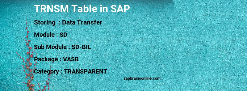 SAP TRNSM table