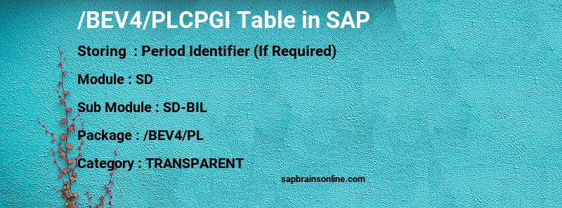 SAP /BEV4/PLCPGI table