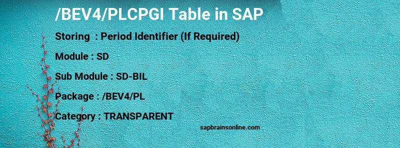 SAP /BEV4/PLCPGI table