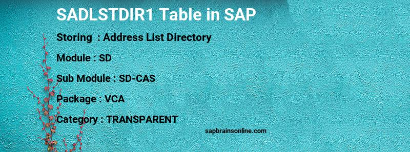 SAP SADLSTDIR1 table