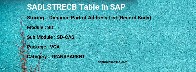 SAP SADLSTRECB table