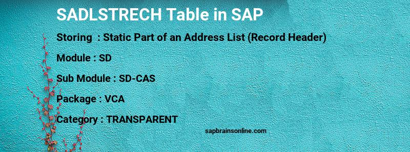 SAP SADLSTRECH table
