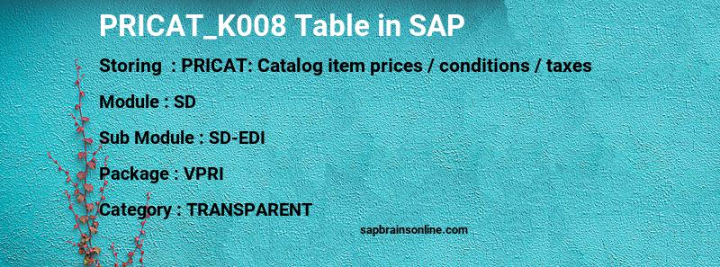 SAP PRICAT_K008 table
