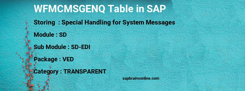 SAP WFMCMSGENQ table