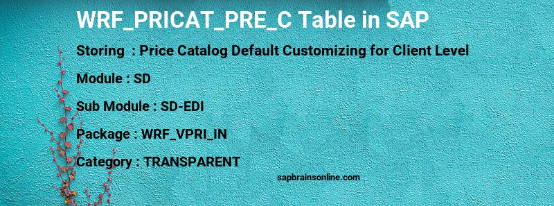 SAP WRF_PRICAT_PRE_C table