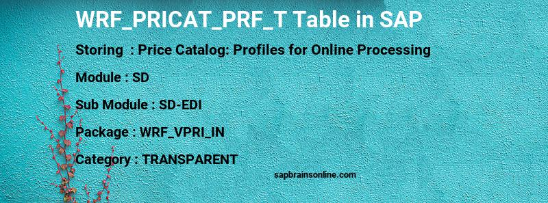 SAP WRF_PRICAT_PRF_T table