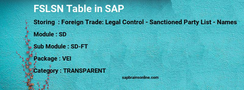 SAP FSLSN table