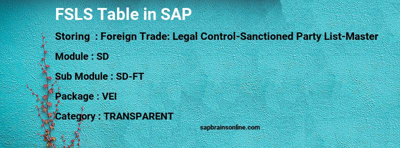 SAP FSLS table