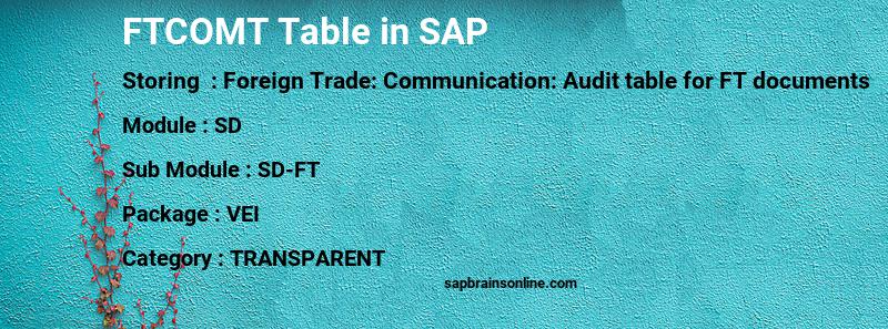 SAP FTCOMT table