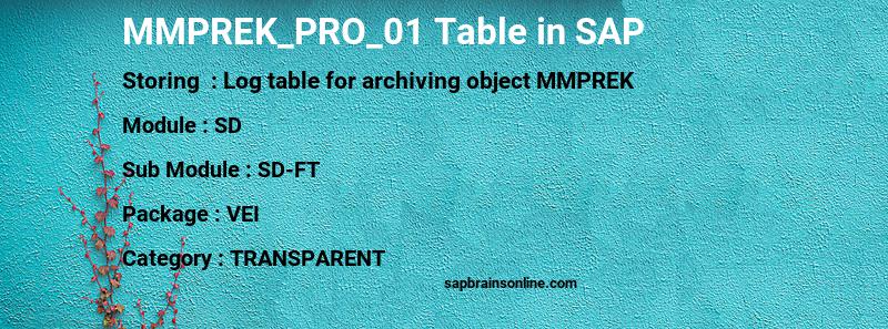 SAP MMPREK_PRO_01 table