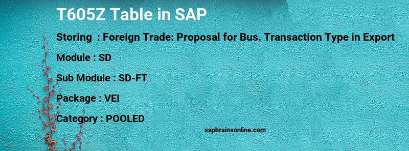 SAP T605Z table