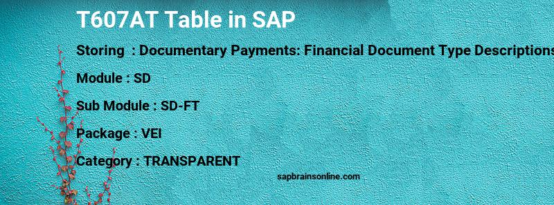 SAP T607AT table