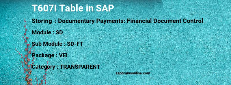 SAP T607I table