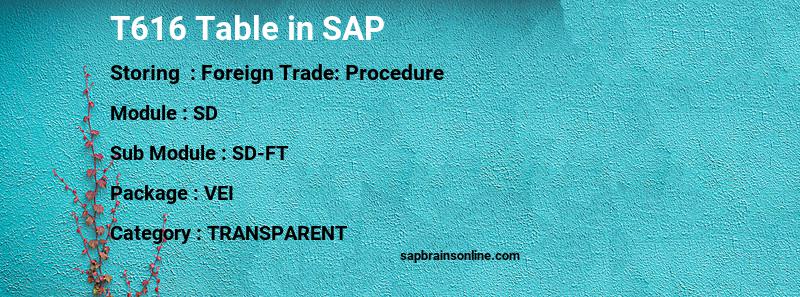 SAP T616 table
