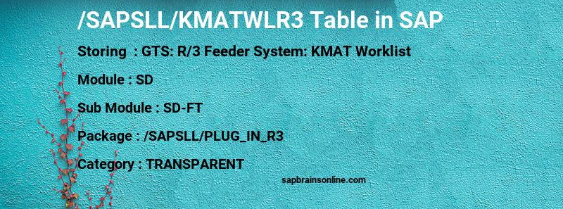 SAP /SAPSLL/KMATWLR3 table