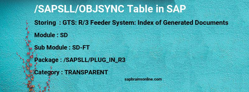 SAP /SAPSLL/OBJSYNC table