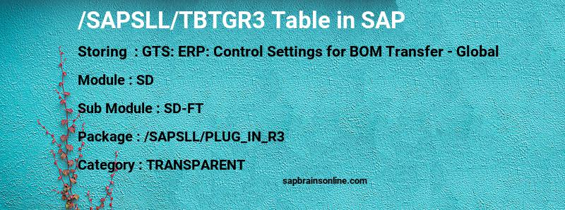 SAP /SAPSLL/TBTGR3 table