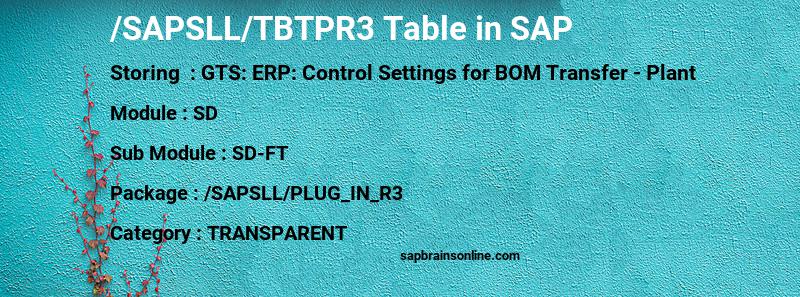 SAP /SAPSLL/TBTPR3 table