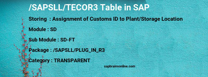 SAP /SAPSLL/TECOR3 table