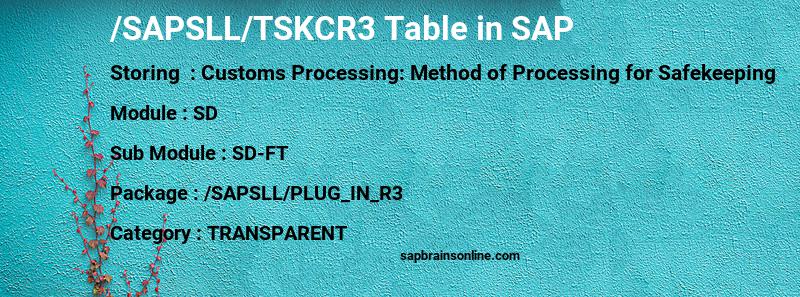 SAP /SAPSLL/TSKCR3 table