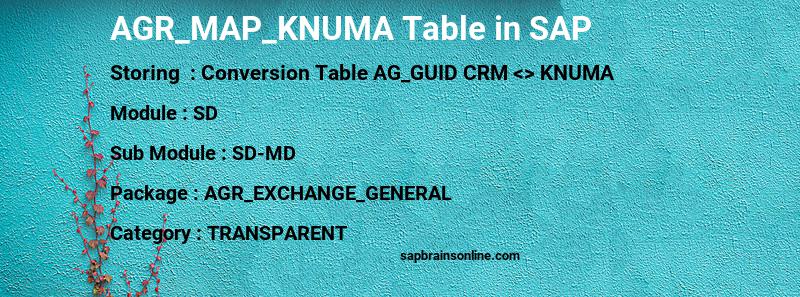 SAP AGR_MAP_KNUMA table
