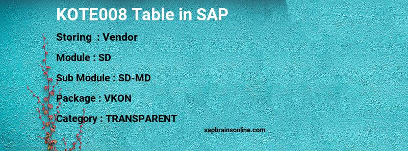 SAP KOTE008 table
