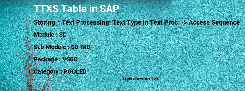 SAP TTXS table