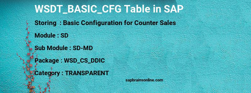 SAP WSDT_BASIC_CFG table
