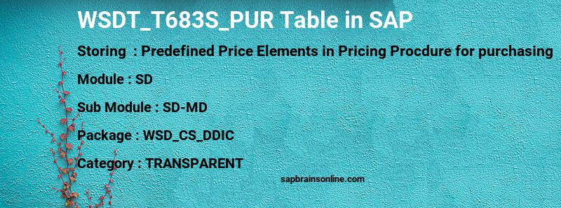 SAP WSDT_T683S_PUR table