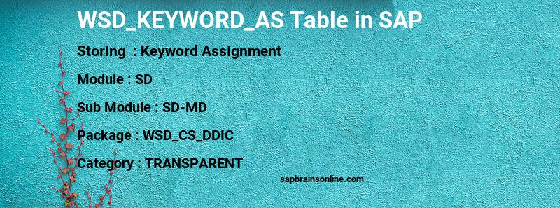 SAP WSD_KEYWORD_AS table
