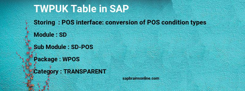 SAP TWPUK table