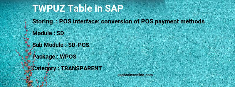 SAP TWPUZ table