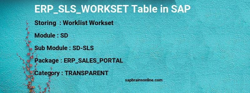 SAP ERP_SLS_WORKSET table