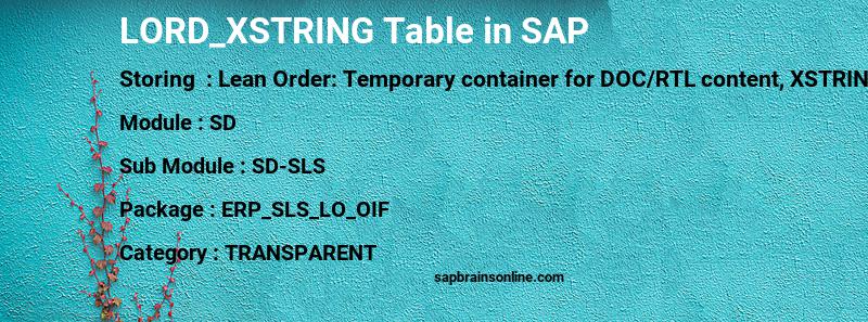 SAP LORD_XSTRING table