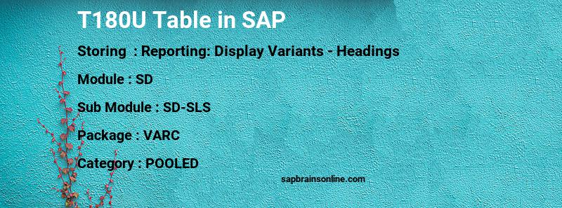 SAP T180U table