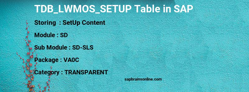 SAP TDB_LWMOS_SETUP table