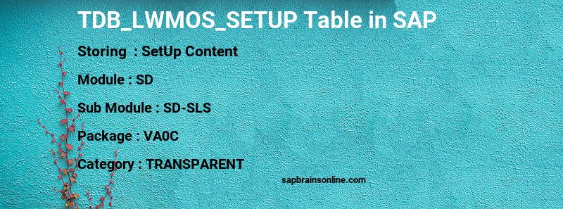 SAP TDB_LWMOS_SETUP table