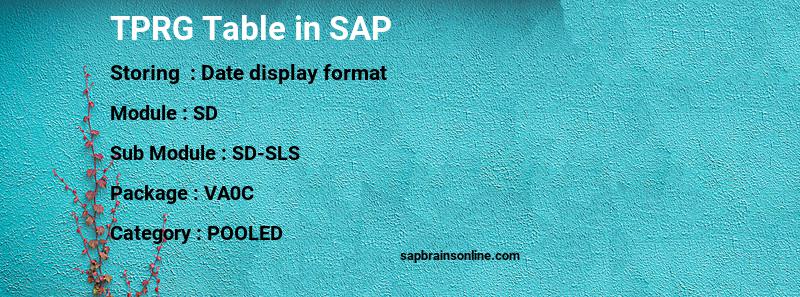 SAP TPRG table