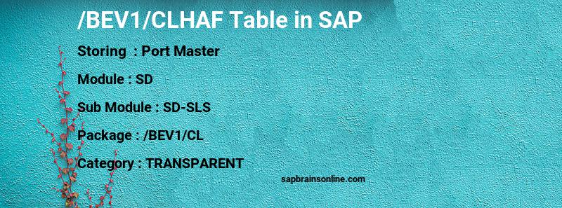 SAP /BEV1/CLHAF table