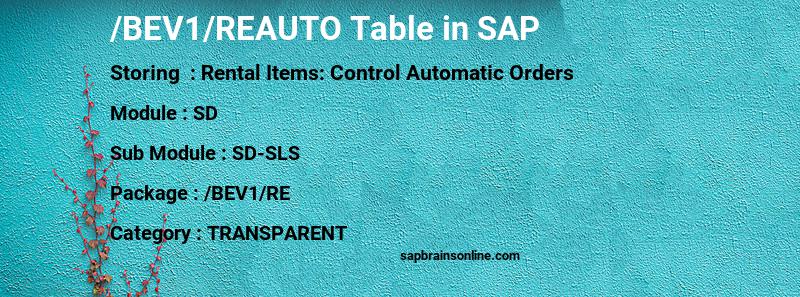 SAP /BEV1/REAUTO table