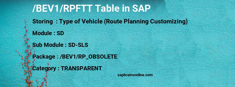 SAP /BEV1/RPFTT table