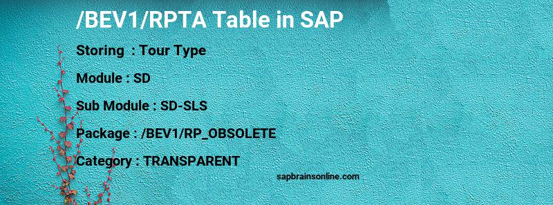 SAP /BEV1/RPTA table