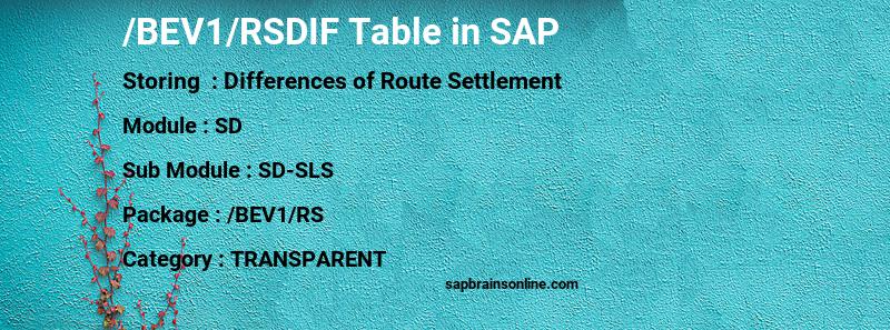 SAP /BEV1/RSDIF table