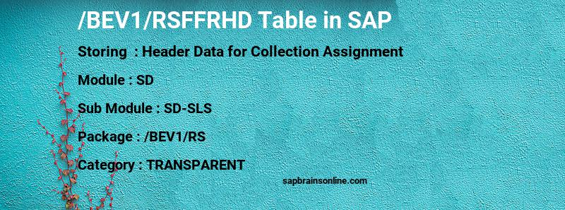 SAP /BEV1/RSFFRHD table
