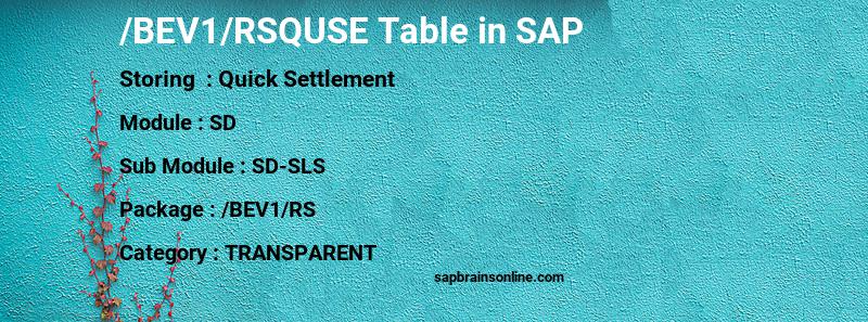 SAP /BEV1/RSQUSE table