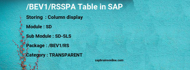 SAP /BEV1/RSSPA table
