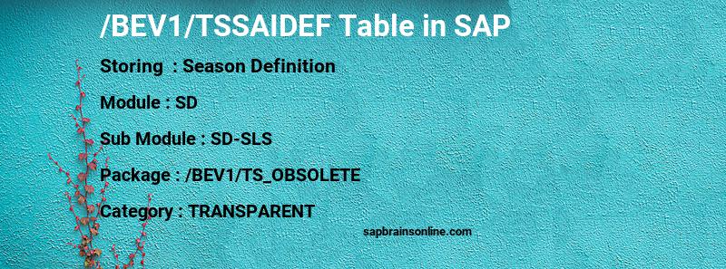 SAP /BEV1/TSSAIDEF table