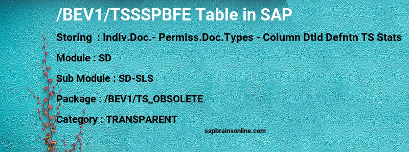 SAP /BEV1/TSSSPBFE table